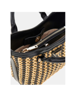 Sac bandoulière mini bi-matière atalia noir beige femme - Guess