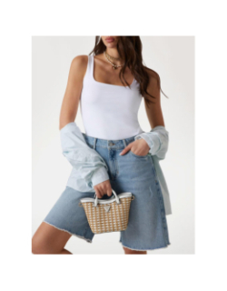 Sac bandoulière mini bi-matière atalia blanc femme - Guess