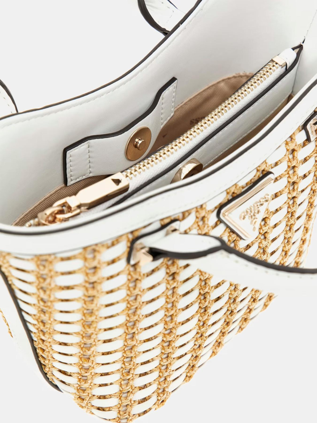 Sac bandoulière mini bi-matière atalia blanc femme - Guess