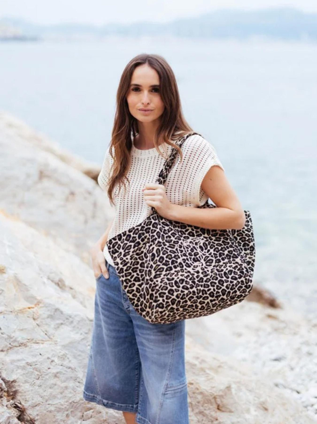 Sac cabas léopard dalia marron femme - Le Temps Des Cerises