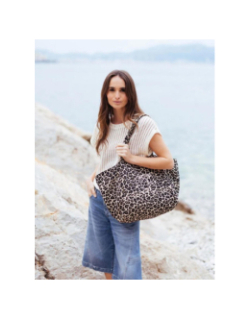 Sac cabas léopard dalia marron femme - Le Temps Des Cerises