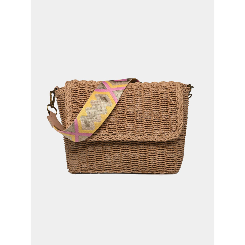 Sac bandoulière paille senia marron femme - Pieces
