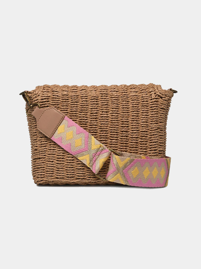 Sac bandoulière paille senia marron femme - Pieces