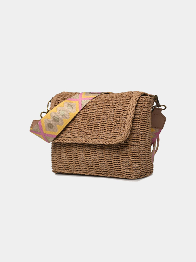 Sac bandoulière paille senia marron femme - Pieces