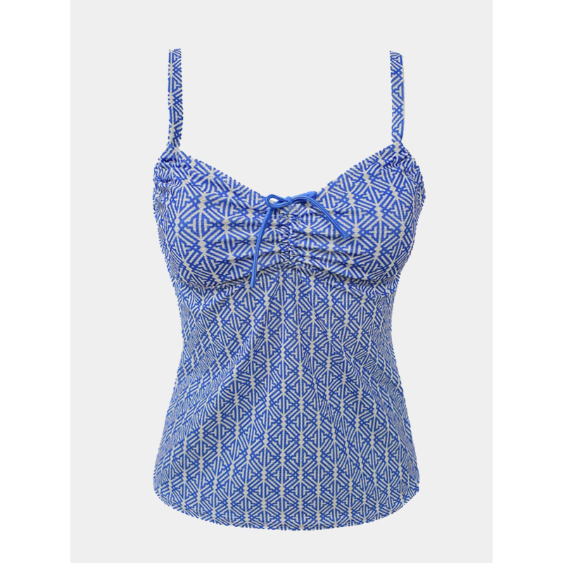 Haut de tankini élite brillant blanc et bleu femme - Grain De Sable