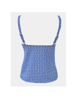 Haut de tankini élite brillant blanc et bleu femme - Grain De Sable