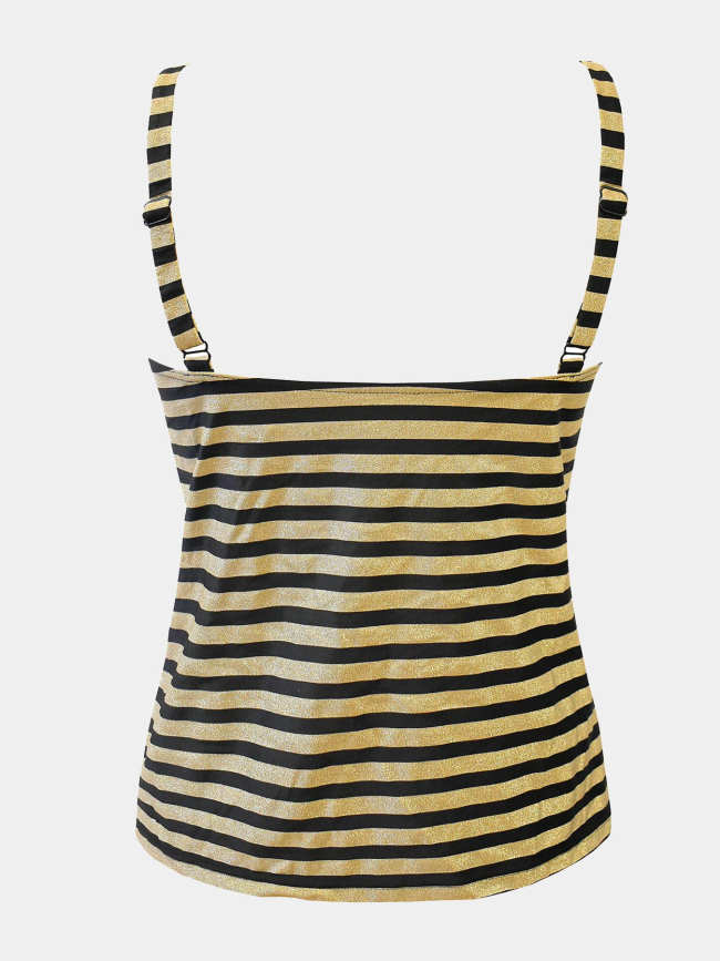 Haut de tankini vogue brillant noir doré femme - Grain De Sable