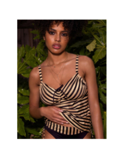 Haut de tankini vogue brillant noir doré femme - Grain De Sable