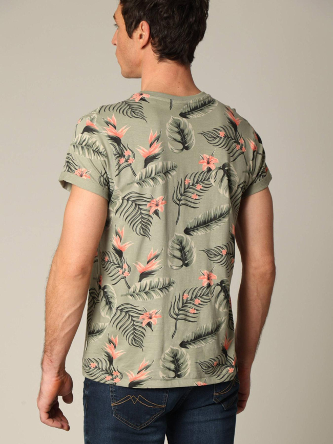 T-shirt à fleurs nubie kaki homme - Deeluxe