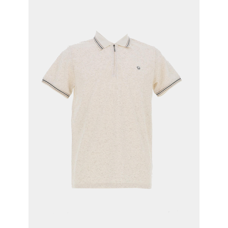 Polo col zippé geneva beige homme - Benson & Cherry