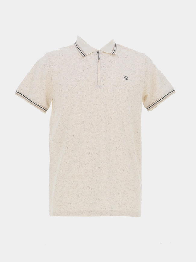 Polo col zippé geneva beige homme - Benson & Cherry