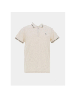 Polo col zippé geneva beige homme - Benson & Cherry