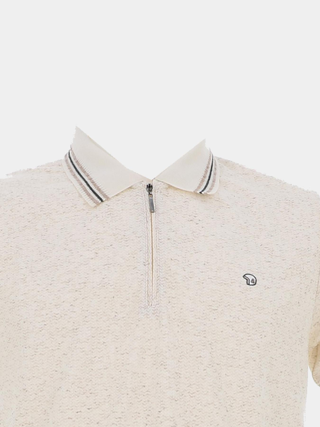 Polo col zippé geneva beige homme - Benson & Cherry