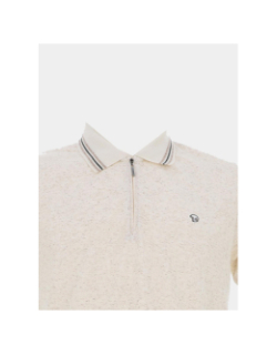 Polo col zippé geneva beige homme - Benson & Cherry