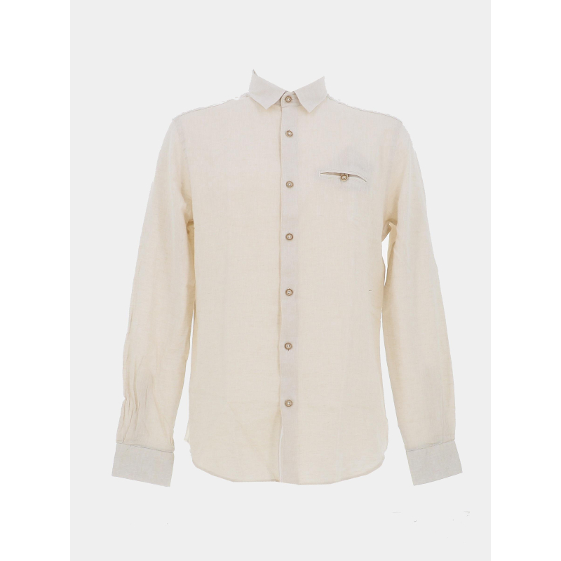 Chemise en lin lemar beige homme - Benson & Cherry