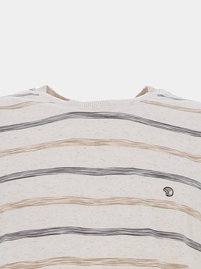 T-shirt rayé tyrese beige homme - Benson & Cherry
