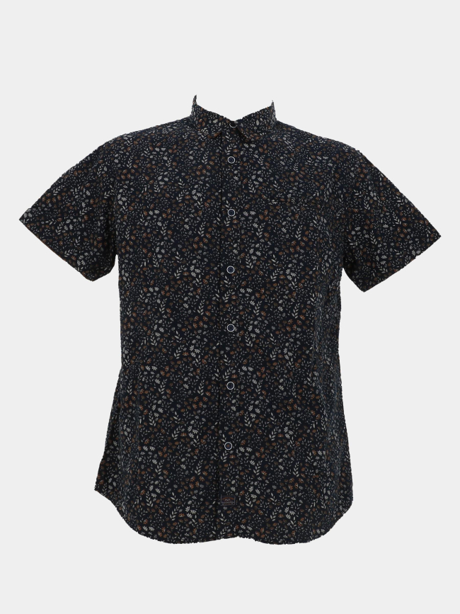 Chemise à micro imprimé feuillage bleu marine homme - Rms 26