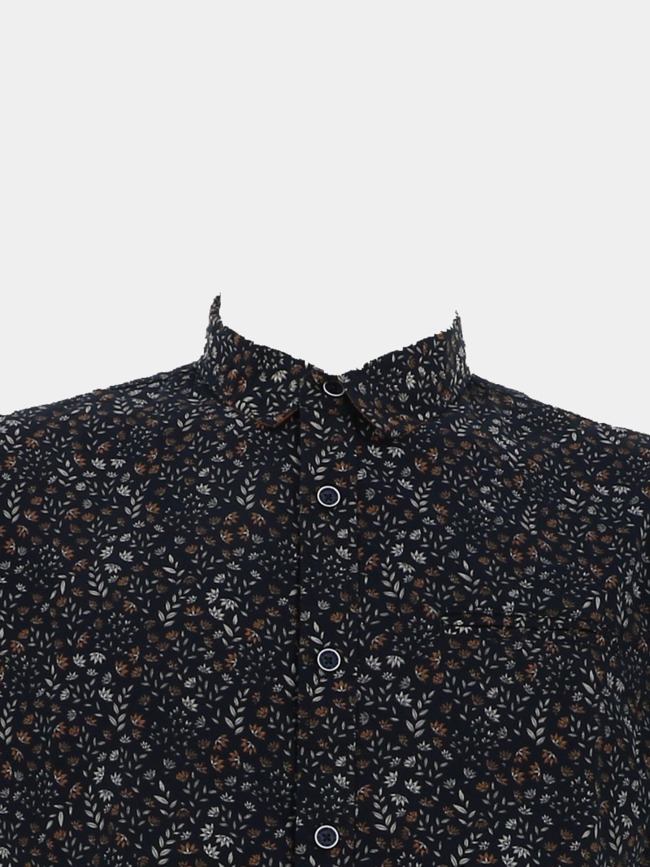 Chemise à micro imprimé feuillage bleu marine homme - Rms 26