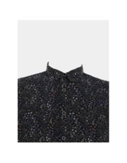Chemise à micro imprimé feuillage bleu marine homme - Rms 26