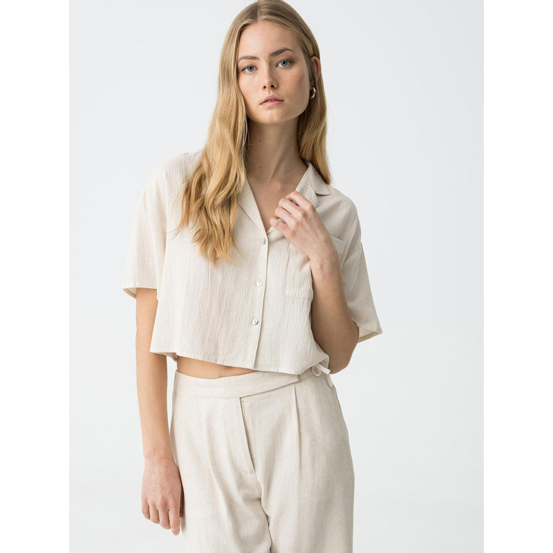 Chemise crop panache beige femme - Tiffosi