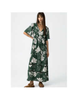 Robe longue à fleurs magnolia vert femme - Tiffosi