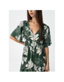 Robe longue à fleurs magnolia vert femme - Tiffosi