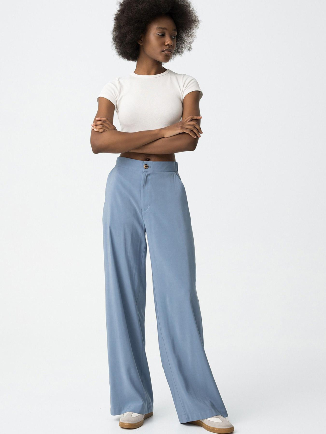 Pantalon large camelia bleu femme - Tiffosi