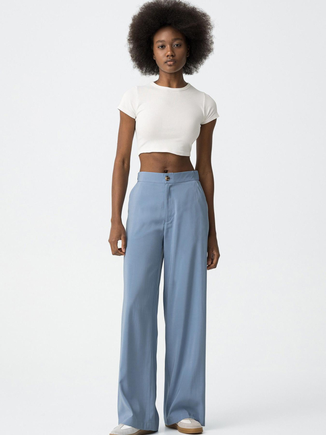 Pantalon large camelia bleu femme - Tiffosi