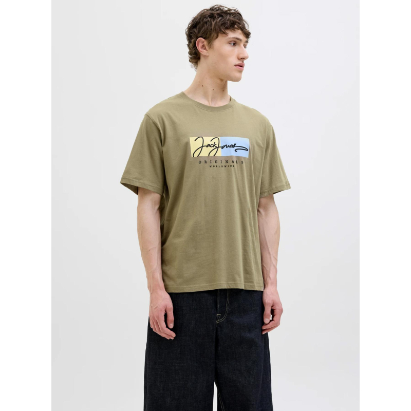 T-shirt frederiksberg box script kaki homme - Jack & Jones