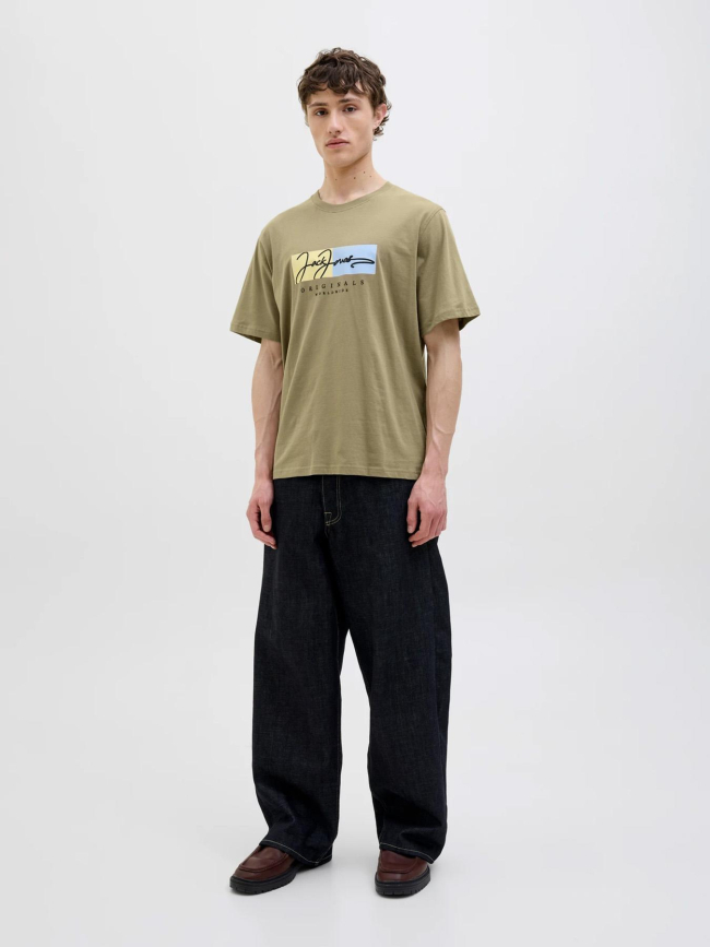 T-shirt frederiksberg box script kaki homme - Jack & Jones