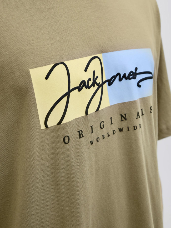 T-shirt frederiksberg box script kaki homme - Jack & Jones
