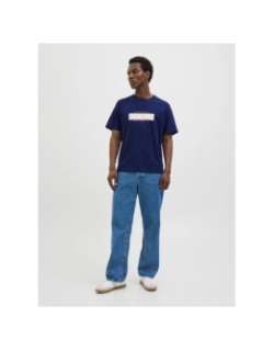 T-shirt frederiksberg box script bleu marine homme - Jack & Jones