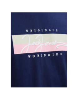 T-shirt frederiksberg box script bleu marine homme - Jack & Jones