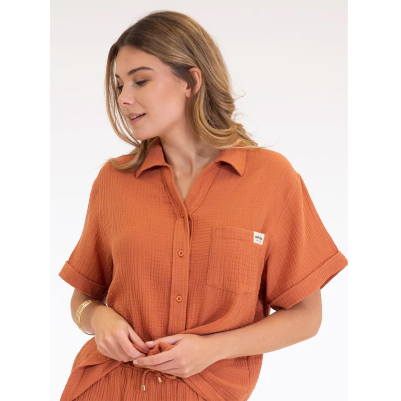 Chemise de plage oriane orange femme - Happy & So