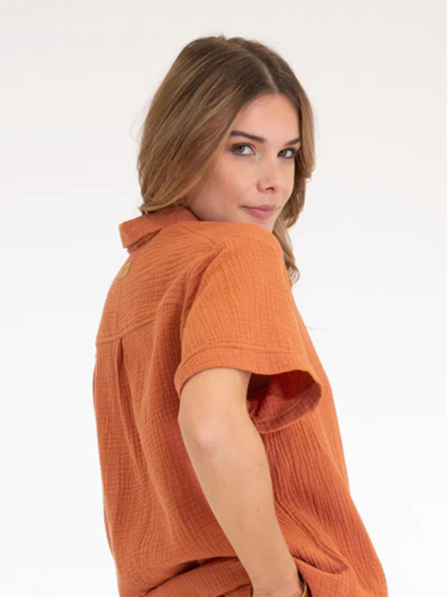 Chemise de plage oriane orange femme - Happy & So