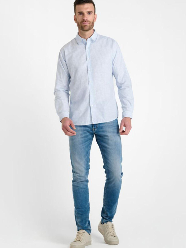 Chemise rayée teral bleu blanc homme - Le Temps Des Cerises