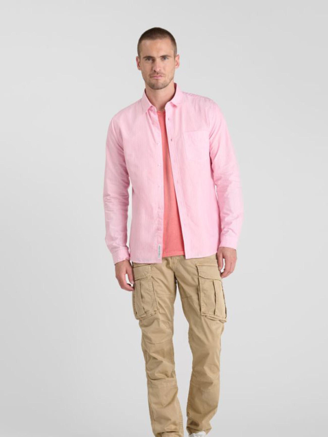 Chemise rayée biros goss rose homme - Le Temps Des Cerises