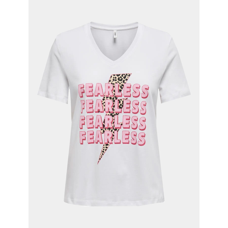 T-shirt col v henny fearless blanc femme - Only
