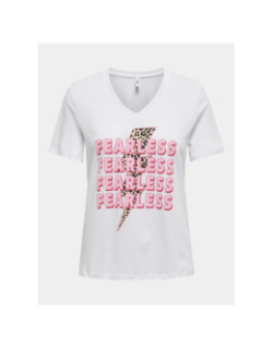 T-shirt col v henny fearless blanc femme - Only
