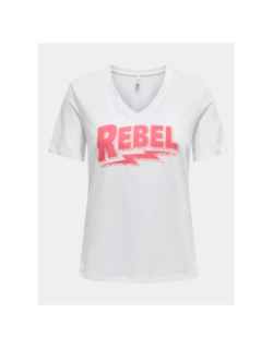 T-shirt col v henny rebel blanc femme - Only
