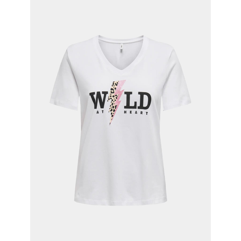 T-shirt col v henny wild blanc femme - Only