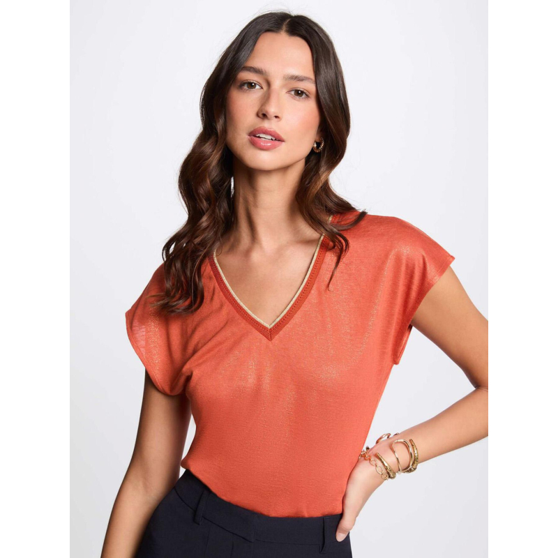 T-shirt pailleté daga orange femme - Morgan
