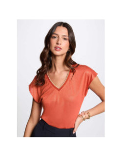 T-shirt pailleté daga orange femme - Morgan