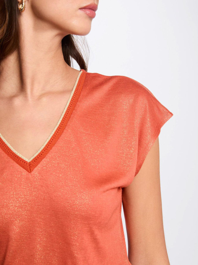 T-shirt pailleté daga orange femme - Morgan