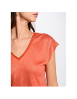 T-shirt pailleté daga orange femme - Morgan