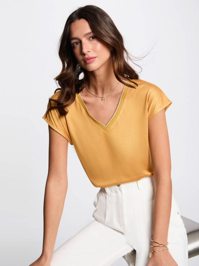 T-shirt pailleté daga jaune femme - Morgan