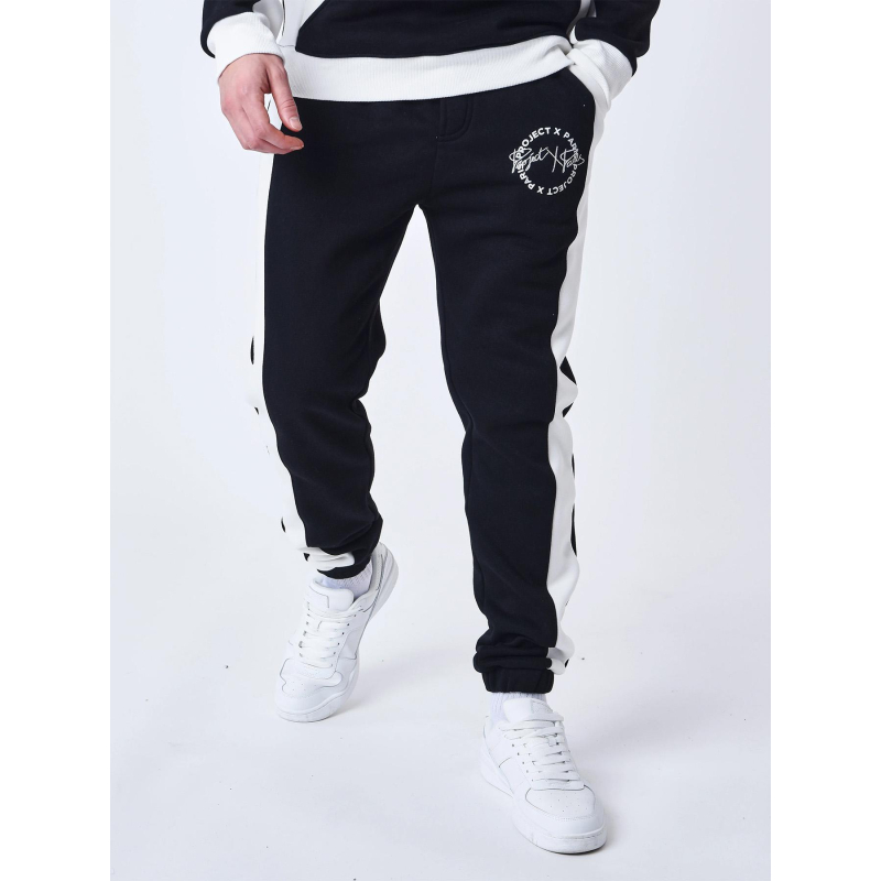 Jogging colorblock logo rond noir blanc homme - Project X Paris