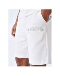 Short jogging logo brodé fleurs blanc homme - Project X Paris