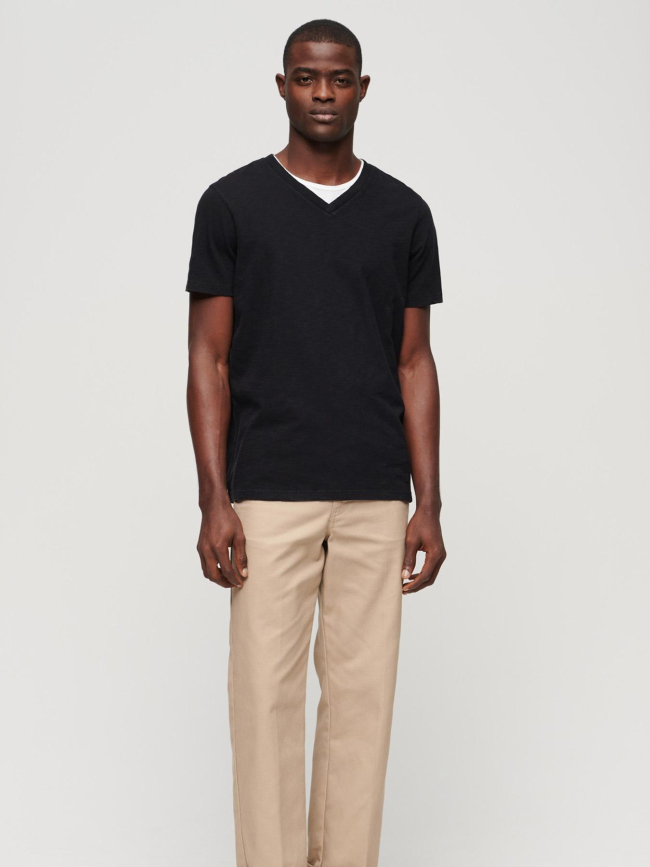 T-shirt col v délavé noir homme - Superdry