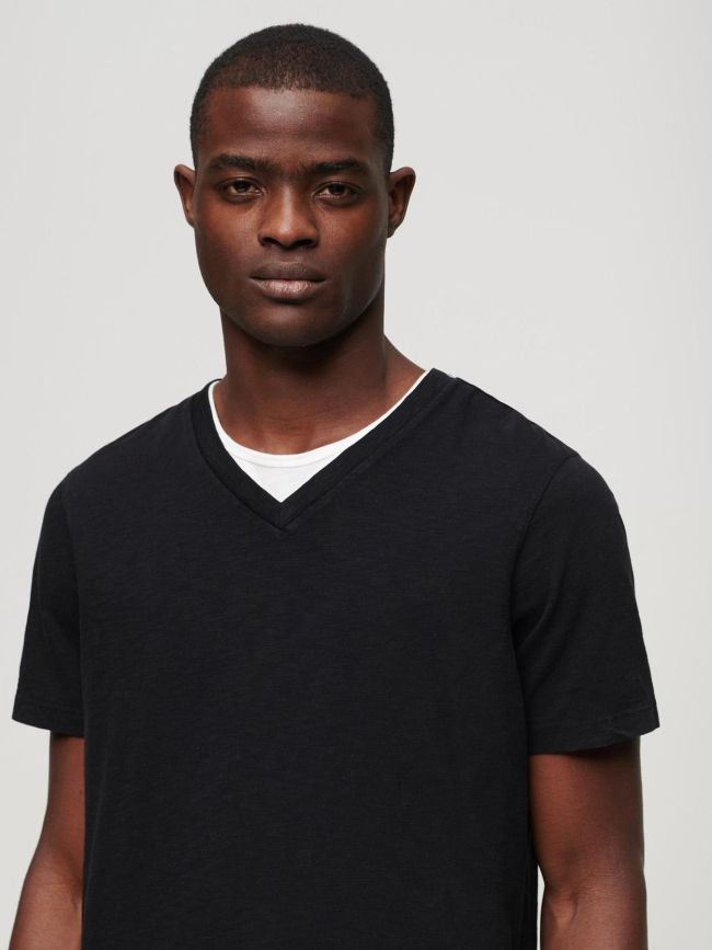 T-shirt col v délavé noir homme - Superdry